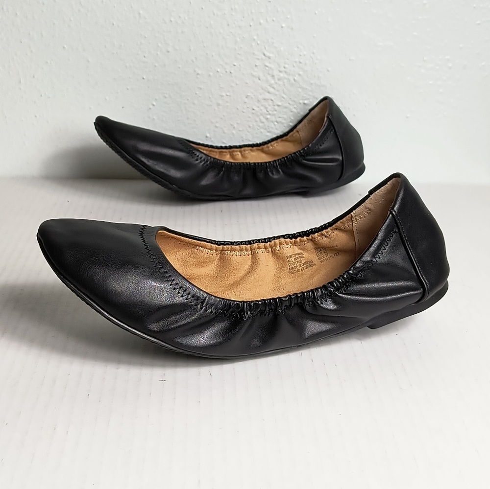Scrunch Ballet Flats Shoes Size 10 Black Travel Driving Casual Preppy